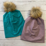 Slouchy Beanies with Optional Pom
